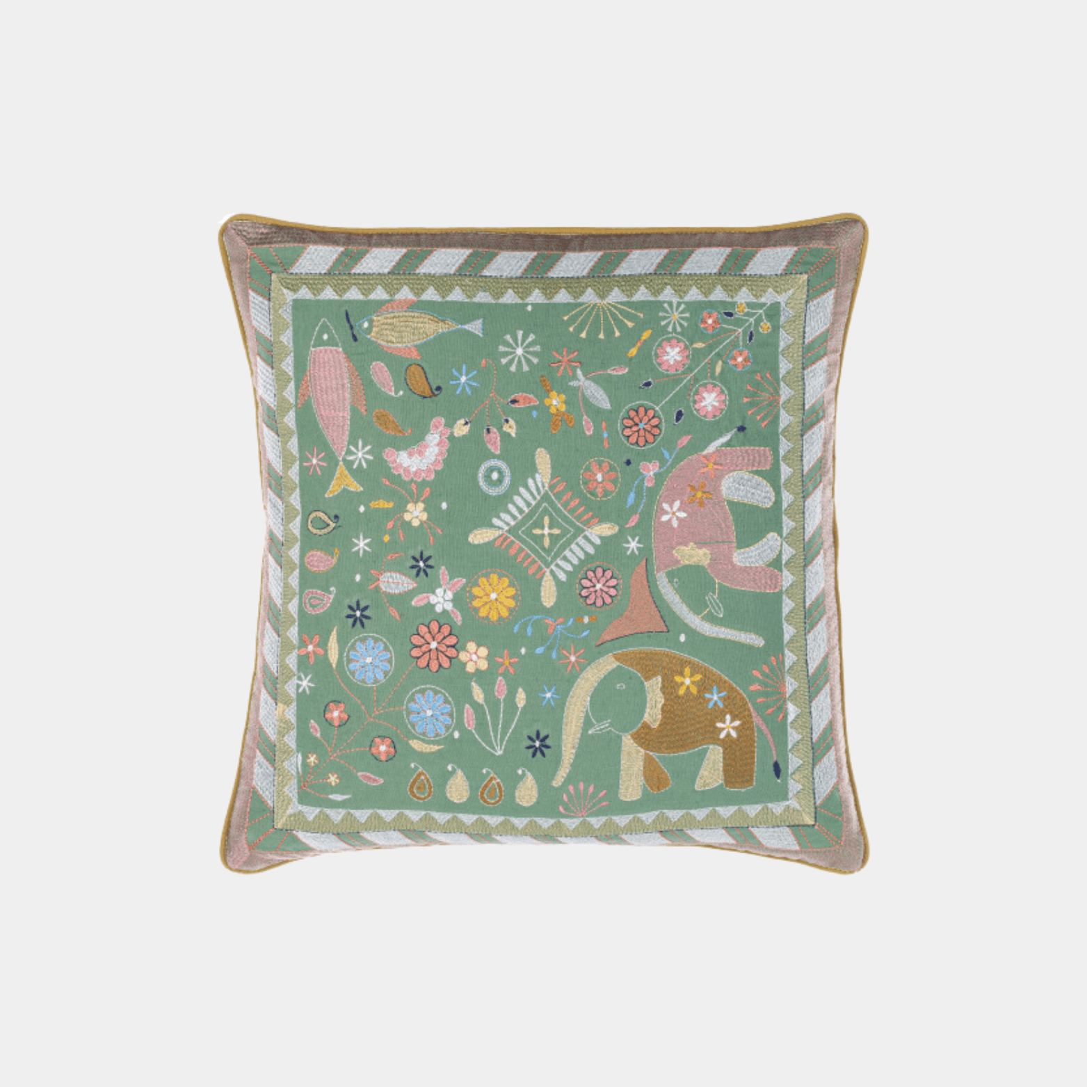 Jaipur Elephant Embroidered Pure Cotton Pillow - Marble Lotus - Buy Jaipur Elephant Embroidered Pure Cotton Pillow | Marble Lotus