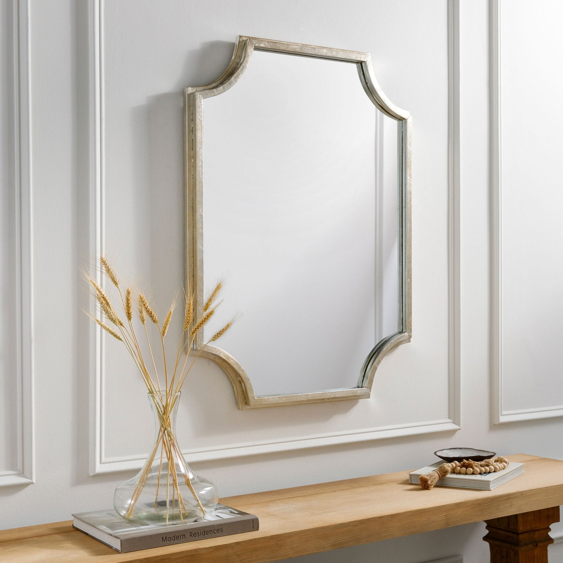 Joslyn Silver Accent Mirror - Marble Lotus - Joslyn Silver Accent Mirror