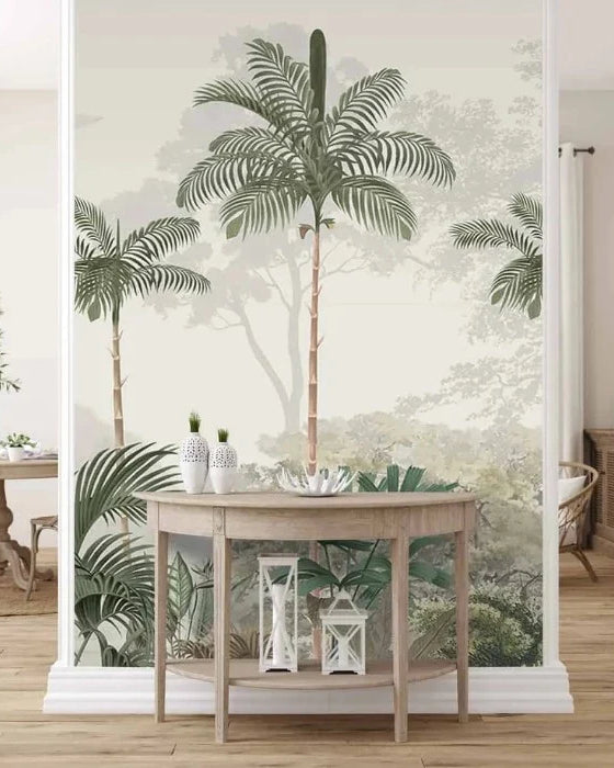 Buy Kovalam Paradise, Palms Wallpaper for Rooms, Green, Customised