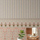 Kusum: Indian Floral Jharokha and Stripes Design Wallpaper - Marble Lotus - Get Kusum Indian Floral Jharokha and Stripes Design Wallpaper | Marble Lotus