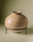 Large Chaand Clay Pot (16"x16") - Marble Lotus - Shop White Clay Pot with Iron Stand 16x16