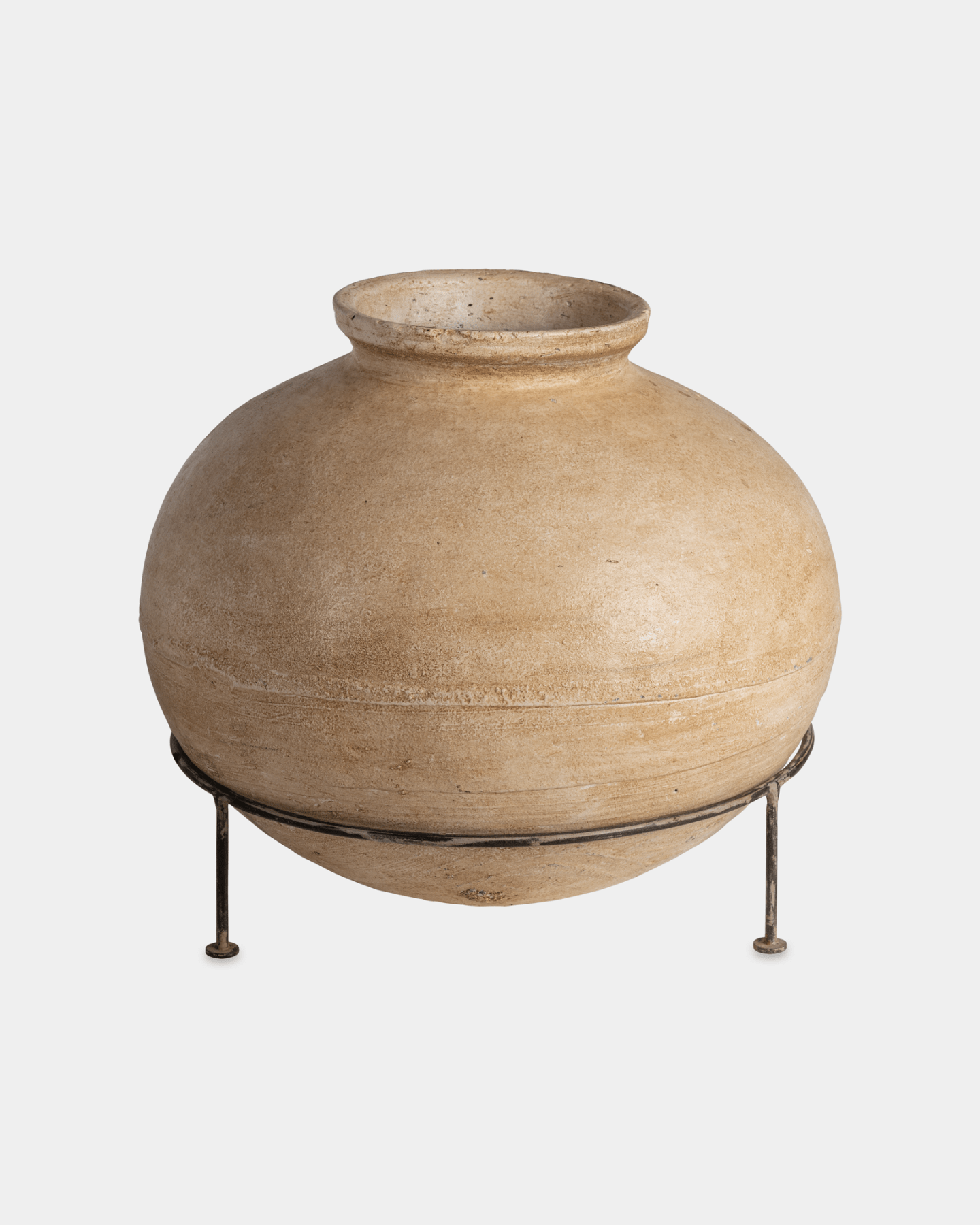 Large Chaand Clay Pot (16"x16") - Marble Lotus - Shop White Clay Pot with Iron Stand 16x16 | Marble Lotus