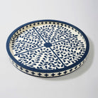 Large Navy Blue Wooden Inlay tray - Marble Lotus - Buy Large Navy Blue Wooden Inlay Tray