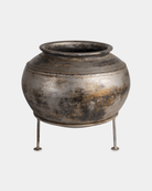 Large Noor Clay Pot (14"x12") - Marble Lotus - Buy Silver Clay Pot with Iron Stand 14x12 | Marble Lotus