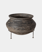 Large Raat Clay Pot (14"x10") - Marble Lotus - Get Black Clay Pot with Iron Stand 14x10 | Marble Lotus