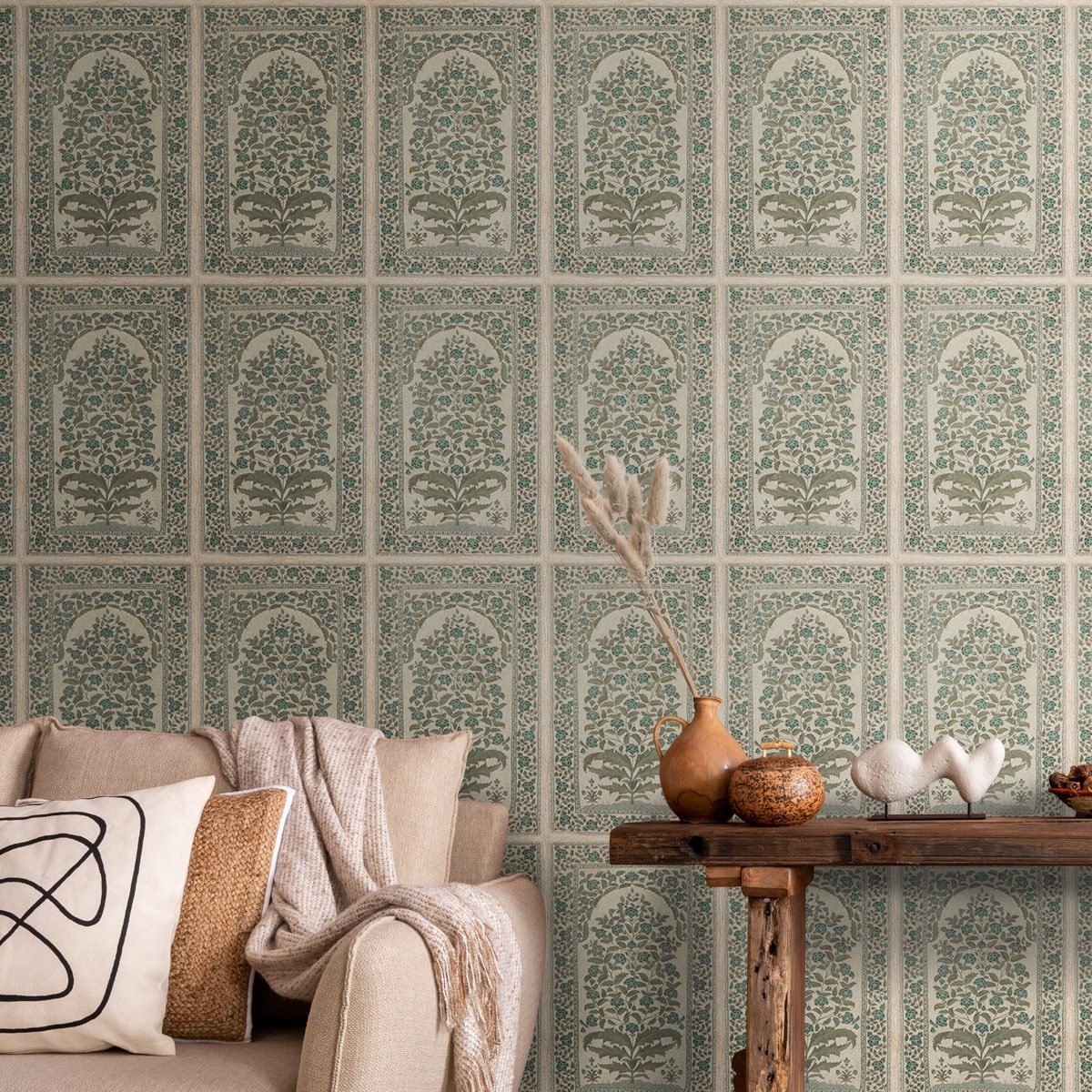 Madhur, Jharoka Style Wallpaper for Rooms - Marble Lotus - Jharoka Style Wallpaper for Rooms