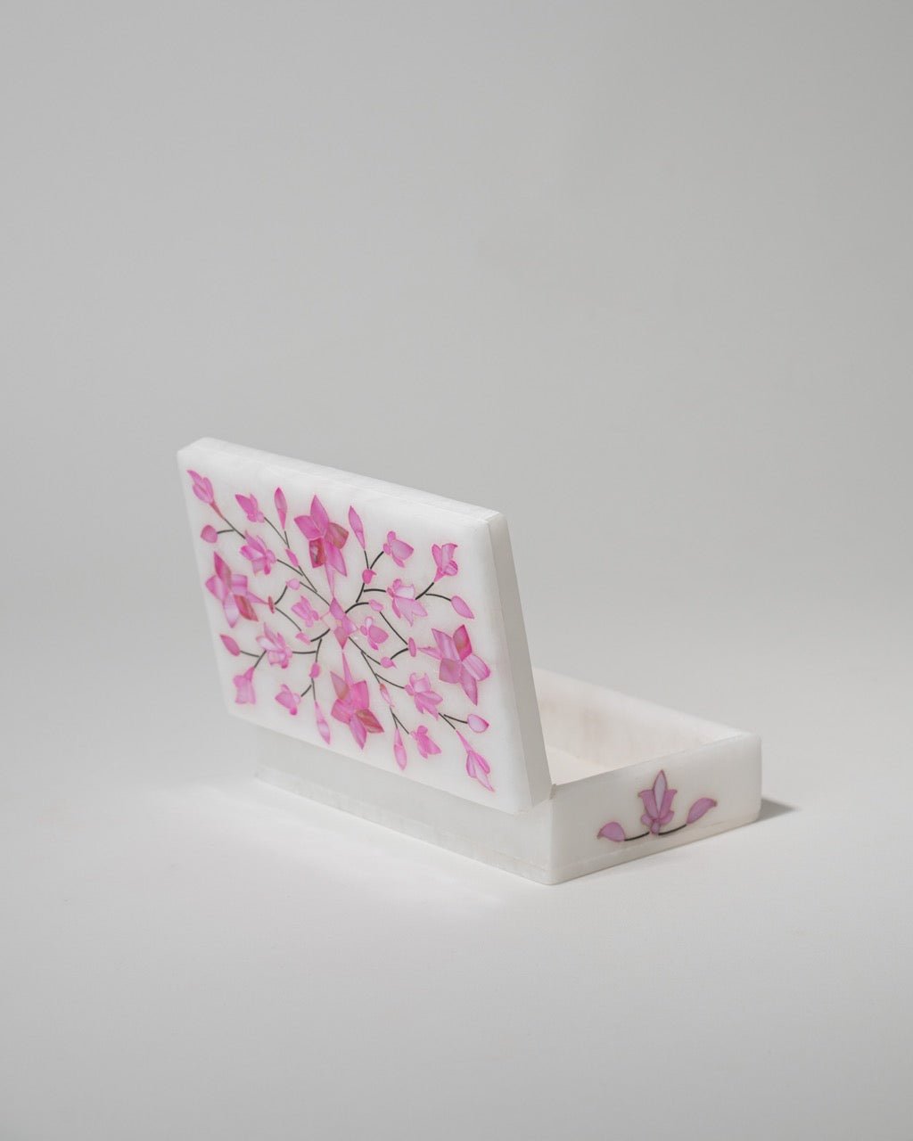 Marble Inlay Jewelry Box - Marble Lotus - Marble Inlay Jewelry Boxes