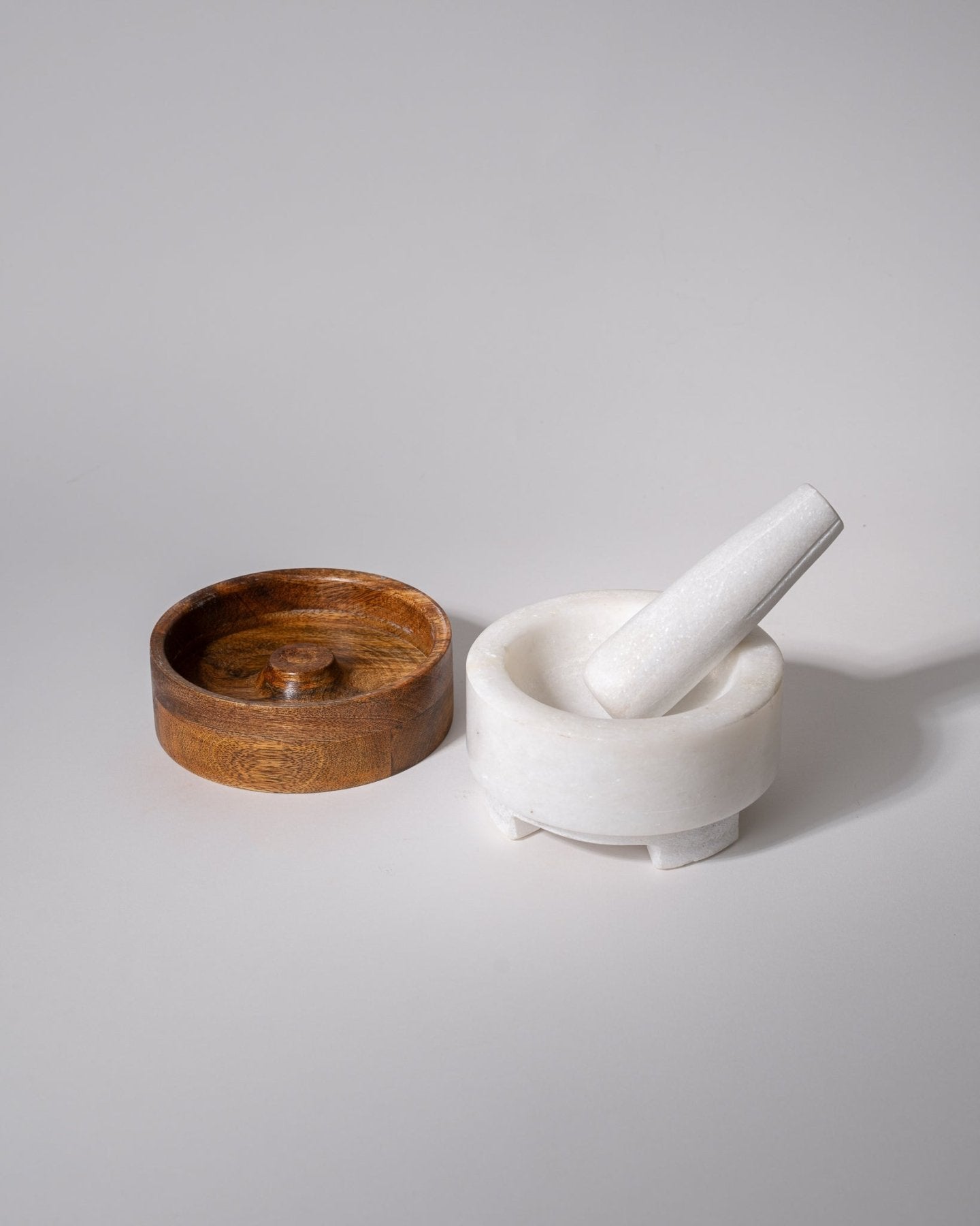 Marble Mortar Pestle with Wood Base - Marble Lotus - Shop Marble Mortar Pestle