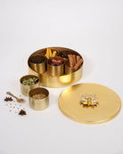 Masala Dabba - Marble Lotus - Brass Masala Dabba