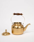 Matte Gold Tea Kettle with Wooden Handle - Marble Lotus - Shop Elegant Stainless Steel Tea Kettle Gold from Marble Lotus