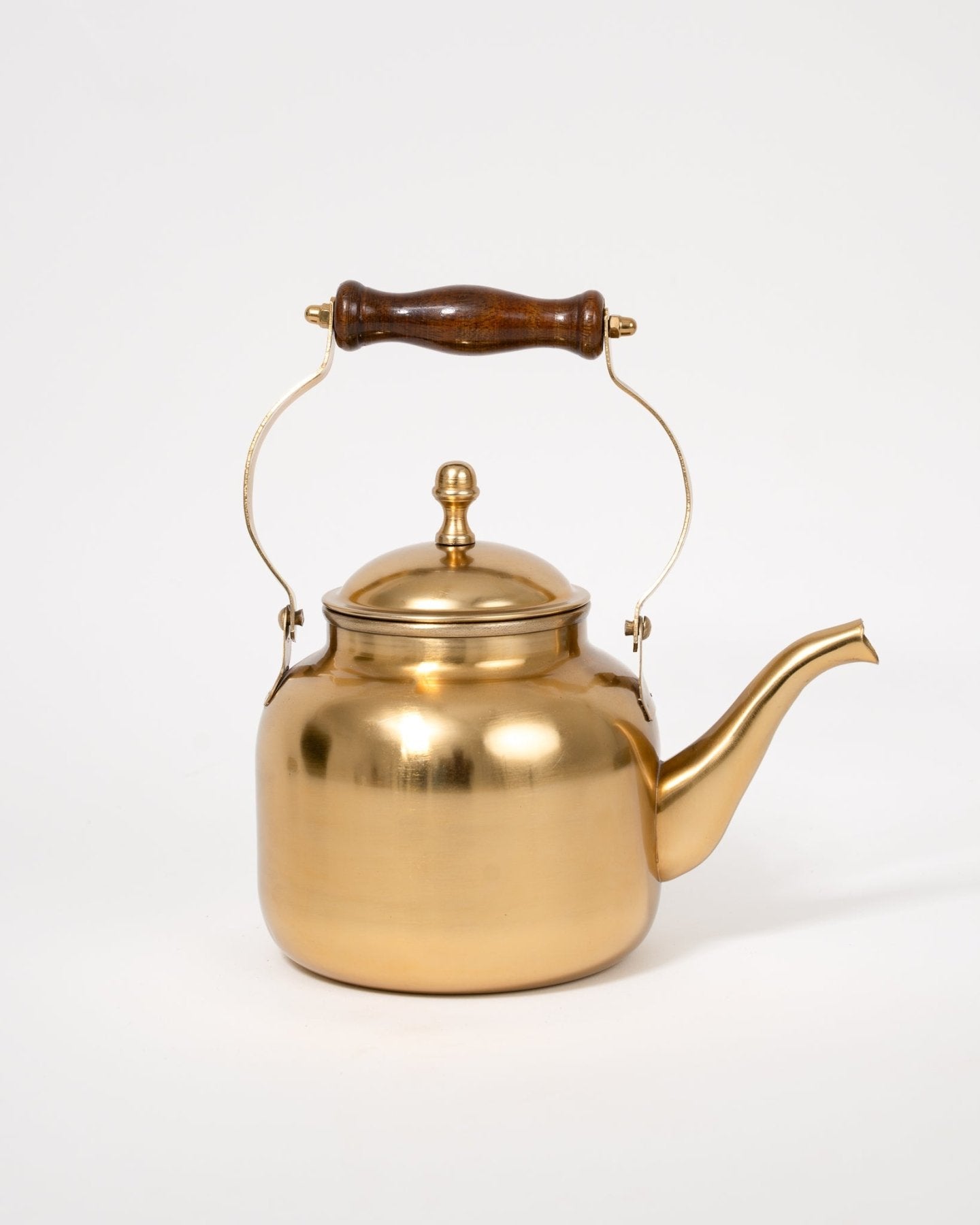 Matte Gold Tea Kettle with Wooden Handle - Marble Lotus - Shop Elegant Stainless Steel Tea Kettle Gold | Marble Lotus