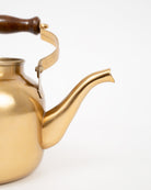 Matte Gold Tea Kettle with Wooden Handle - Marble Lotus - Shop Elegant Stainless Steel Tea Kettle Gold