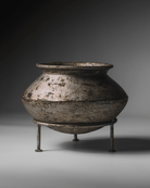 Medium Noor Clay Pot (9"x9") - Marble Lotus - Shop Unique Clay Pot with Iron Stand Bleach Finish