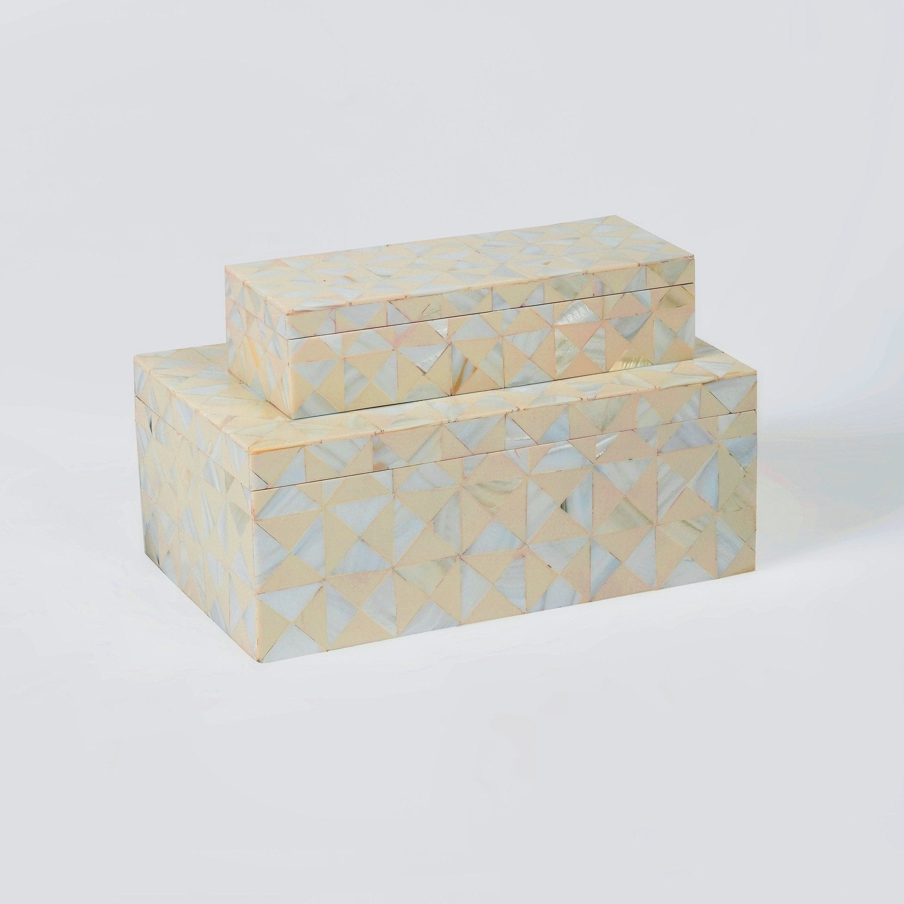 Mother Of Pearl Inlay Box (Set of 2) - Marble Lotus - Shop Morni Chinoiserie Wallpaper Blue