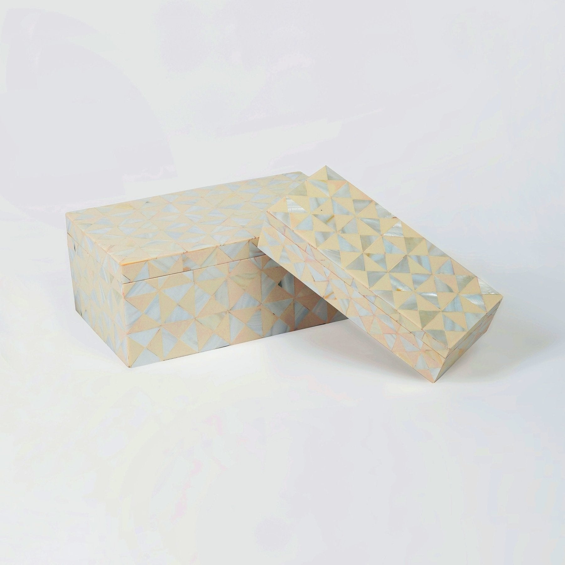 Mother Of Pearl Inlay Box (Set of 2) - Marble Lotus - Shop Morni Chinoiserie Wallpaper Blue from Marble Lotus