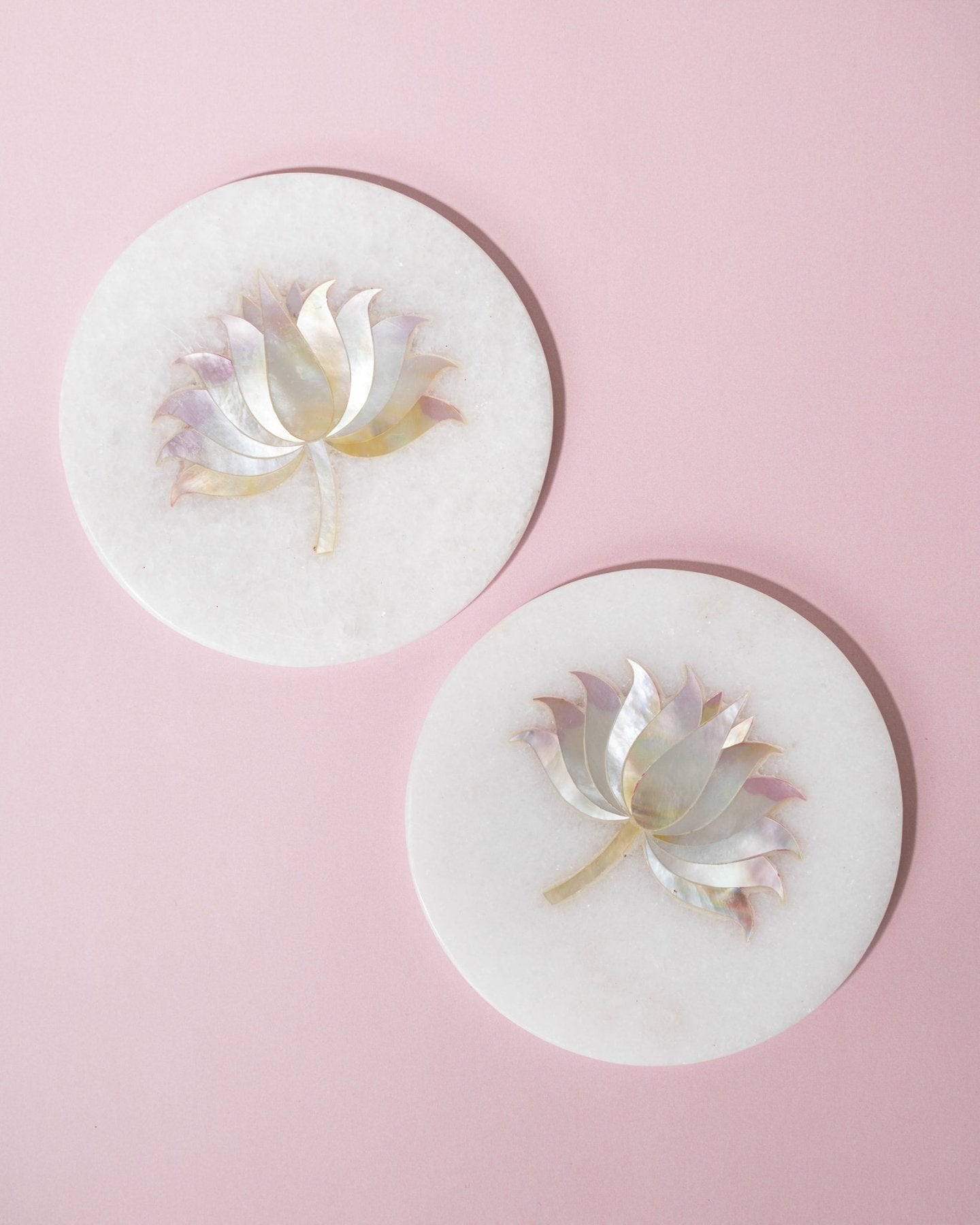 Mother of Pearl Inlay Marble Coasters - Set of 4 with Case - Marble Lotus - Shop Mother of Pearl Inlay Marble Coasters with Case | Marble Lotus