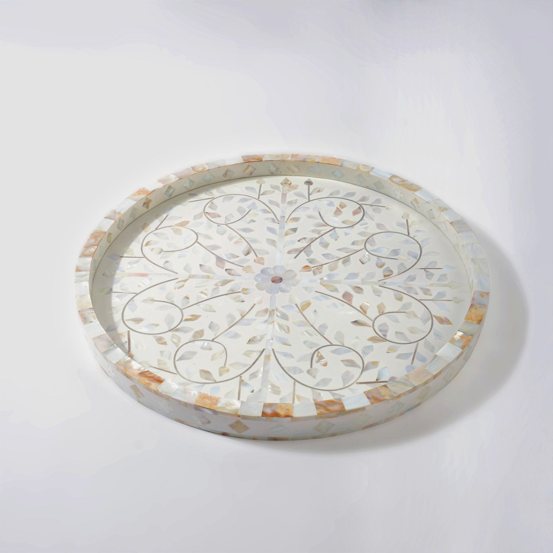 Mother Of Pearl Inlay Tray - Marble Lotus - Shop Mother of Pearl Inlay Tray from Marble Lotus