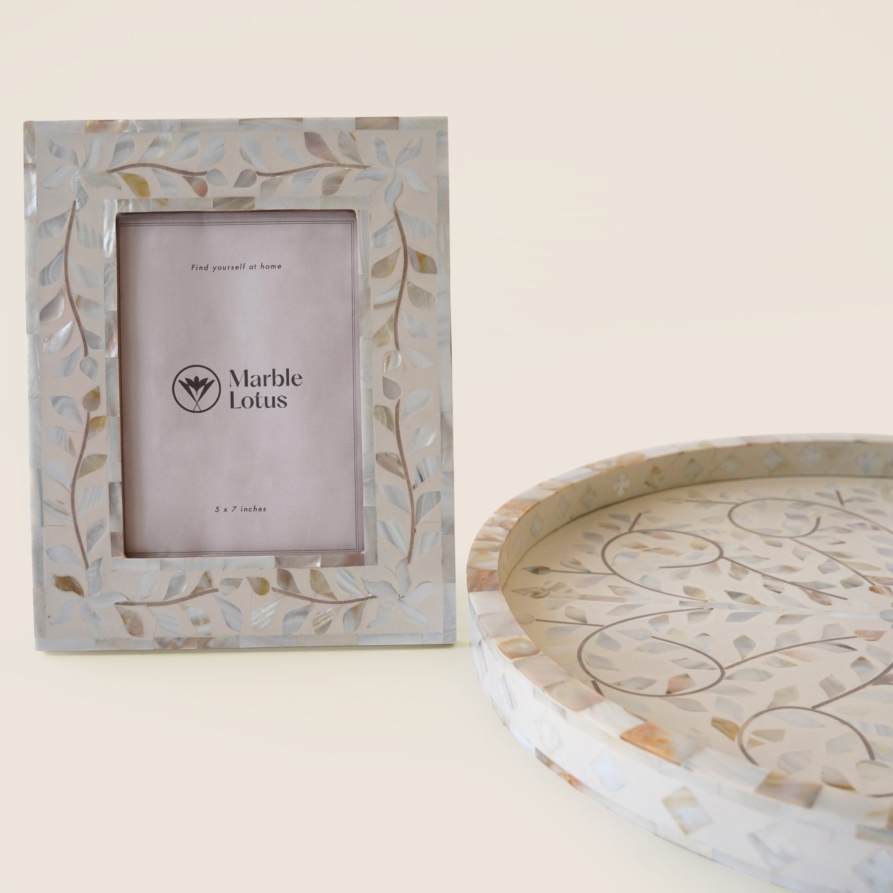 Mother Of Pearl Inlay Tray - Marble Lotus - Buy Mother of Pearl Inlay Tray at Marble Lotus