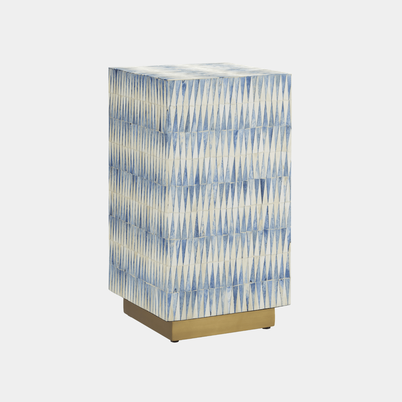 Nadene Blue & White Accent Table - Marble Lotus - Nadene Blue & White Accent Table