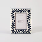 Navy Blue Wooden Inlay Frame - Marble Lotus - Get Navy Blue Wooden Inlay Frame for a Modern Look