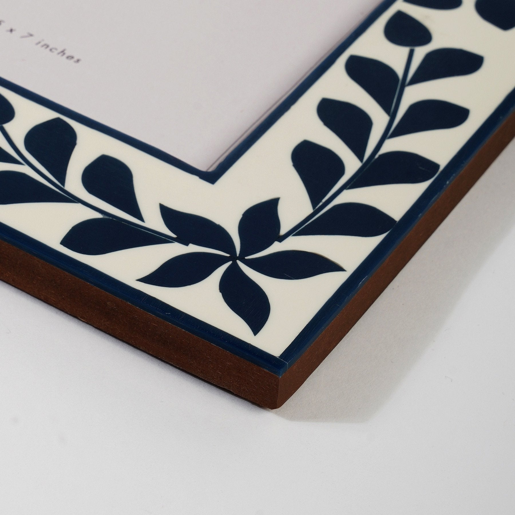 Navy Blue Wooden Inlay Frame - Marble Lotus - Buy Navy Blue Wooden Inlay Frame for a Modern Look | Marble Lotus