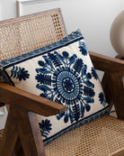 Navy Suzani Pillow Cover Fauna 16x20" - Marble Lotus - Suzani Pillow | Blue Pillow Cover Fauna 16x20" | Made in Jaipur