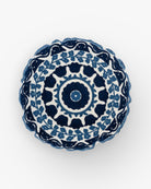 Navy Suzani Pillow Cover Flora 16" Round - Marble Lotus - Suzani Pillow | Blue Pillow Cover Flora 16" Round | Made in Jaipur