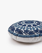 Navy Suzani Pillow Cover Flora 16" Round - Marble Lotus - Suzani Pillow | Blue Pillow Cover Flora 16" Round | Made in Jaipur