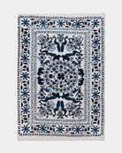 Navy Suzani Tapestry Throw 60x90" - Marble Lotus - Suzani Throw | Blue Tapestry Throw 60x90"