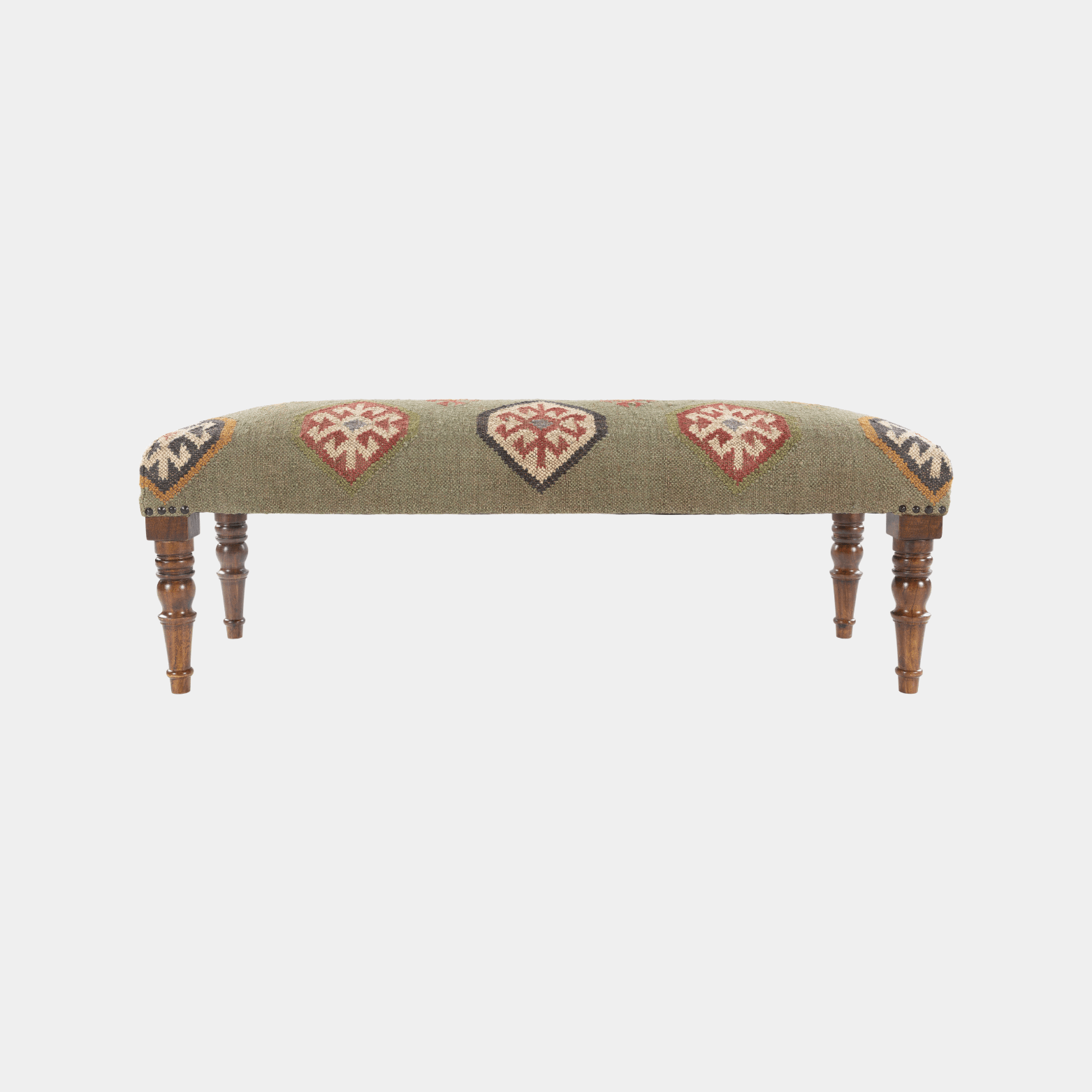 Olive Green Ikat Bench - Marble Lotus - Olive Green Ikat Bench