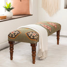 Olive Green Ikat Bench - Marble Lotus - Olive Green Ikat Bench