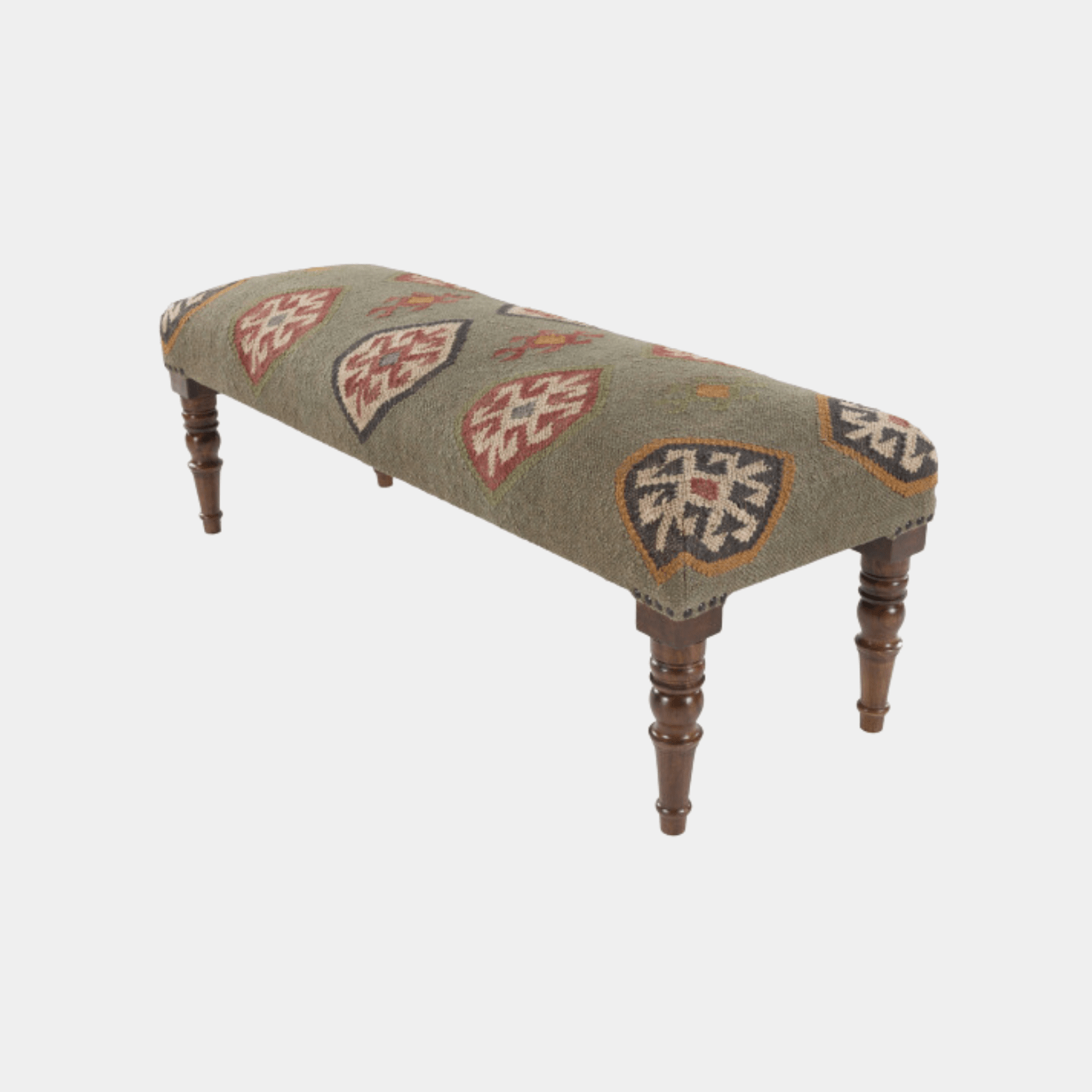 Olive Green Ikat Bench - Marble Lotus - Olive Green Ikat Bench