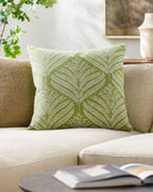 Olive Linen Embroidered Pillow - Marble Lotus - Amber Linen Embroidered Pillow