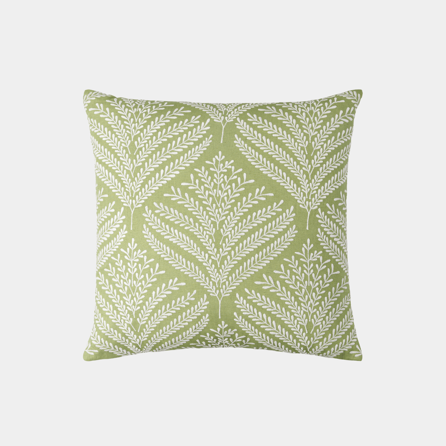 Olive Linen Embroidered Pillow - Marble Lotus - Amber Linen Embroidered Pillow