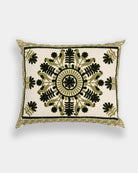 Olive Suzani Pillow Cover Fauna 16x20" - Marble Lotus - Suzani Pillow | Green Pillow Cover Fauna 16x20" | Made in Jaipur