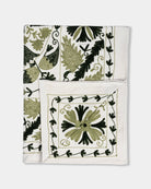 Olive Suzani Tapestry Throw 60x90" - Marble Lotus - Suzani Throw | Green Tapestry Throw 60x90"