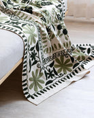 Olive Suzani Tapestry Throw 60x90" - Marble Lotus - Suzani Throw | Green Tapestry Throw 60x90"