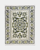 Olive Suzani Tapestry Throw 60x90" - Marble Lotus - Suzani Throw | Green Tapestry Throw 60x90"