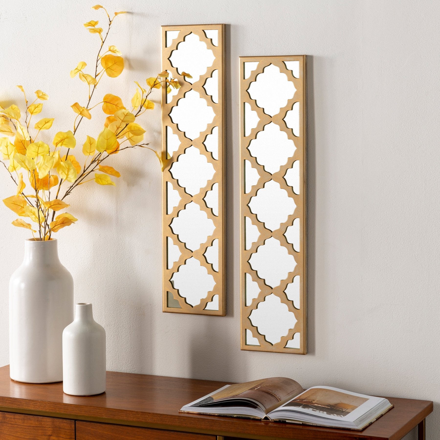 Regal Gold Panel Mirror - Marble Lotus - Regal Gold Panel Mirror