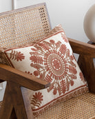 Rust Suzani Pillow Cover Fauna 16x20" - Marble Lotus - Suzani Pillow | Red Pillow Cover Fauna 16x20" | Made in Jaipur