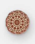 Rust Suzani Pillow Cover Flora 16" Round - Marble Lotus - Suzani Pillow | Red Pillow Cover Flora 16" Round | Made in Jaipur