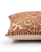 Rust Suzani Pillow Cover Foliage 18x18" - Marble Lotus - Suzani Pillow | Red Pillow Cover Foliage 18x18" | Made in Jaipur