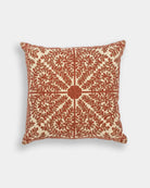 Rust Suzani Pillow Cover Foliage 18x18" - Marble Lotus - Suzani Pillow | Red Pillow Cover Foliage 18x18" | Made in Jaipur