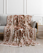 Rust Suzani Tapestry Throw 60x90" - Marble Lotus - Suzani Throw | Red Tapestry Throw 60x90"