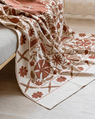 Rust Suzani Tapestry Throw 60x90" - Marble Lotus - Suzani Throw | Red Tapestry Throw 60x90"