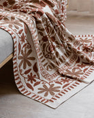 Rust Suzani Tapestry Throw 60x90" - Marble Lotus - Suzani Throw | Red Tapestry Throw 60x90"