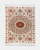 Rust Suzani Tapestry Throw 60x90" - Marble Lotus - Suzani Throw | Red Tapestry Throw 60x90"