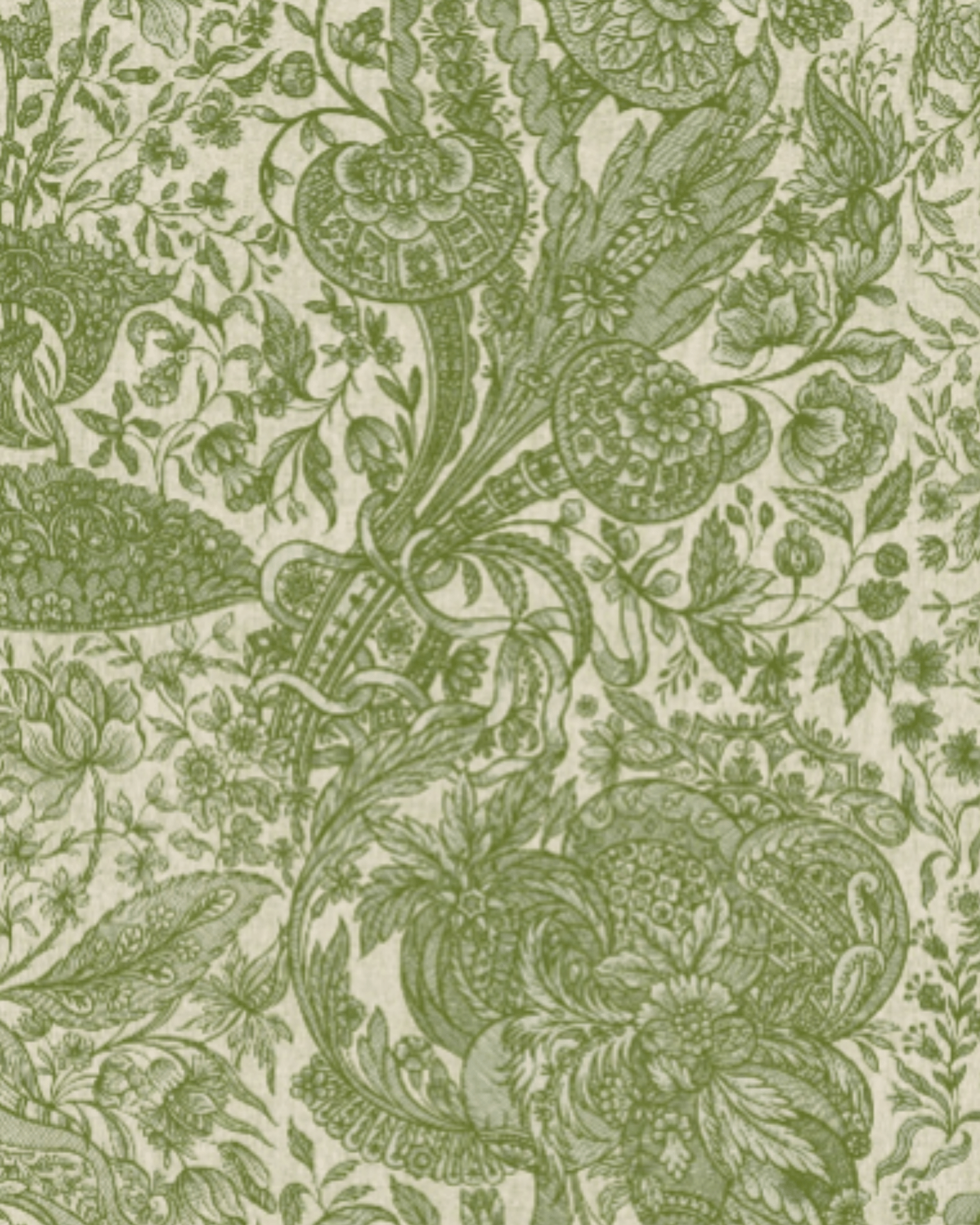 SARKOZI EMBROIDERY Herbal Wallpaper - Marble Lotus - Sarkozi Embroidery Green Wallpaper