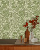 SARKOZI EMBROIDERY Herbal Wallpaper - Marble Lotus - Sarkozi Embroidery Green Wallpaper