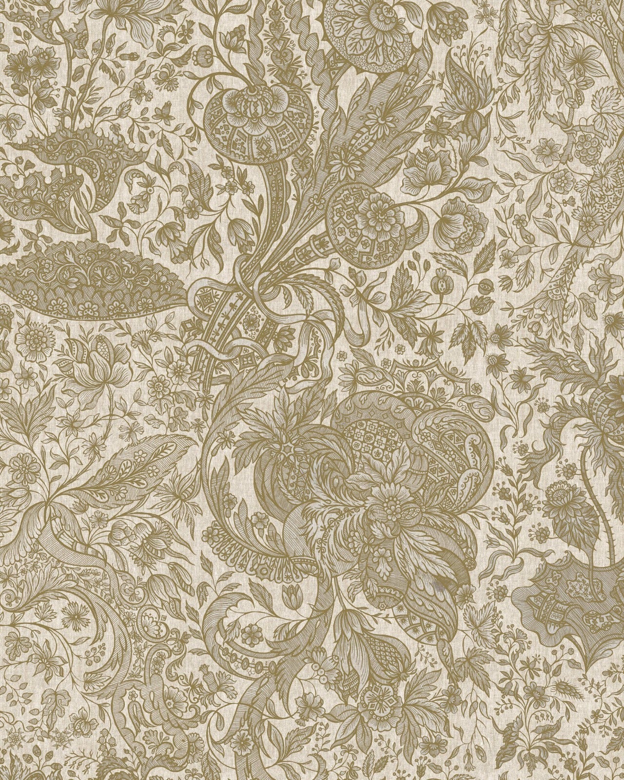 SARKOZI EMBROIDERY Taupe Wallpaper - Marble Lotus - Sarkozi Embroidery Taupe Wallpaper